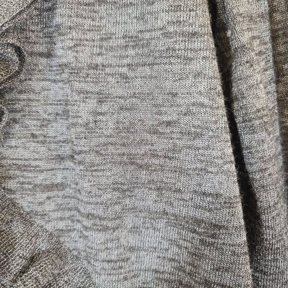 J Crew Heather Gray Ruffle V-Neck Button Front Traversa Cardigan Alpaca Wool L - Picture 4 of 7